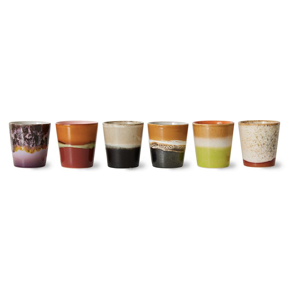 70s Ceramic Coffee Mugs Soil (set of 6)