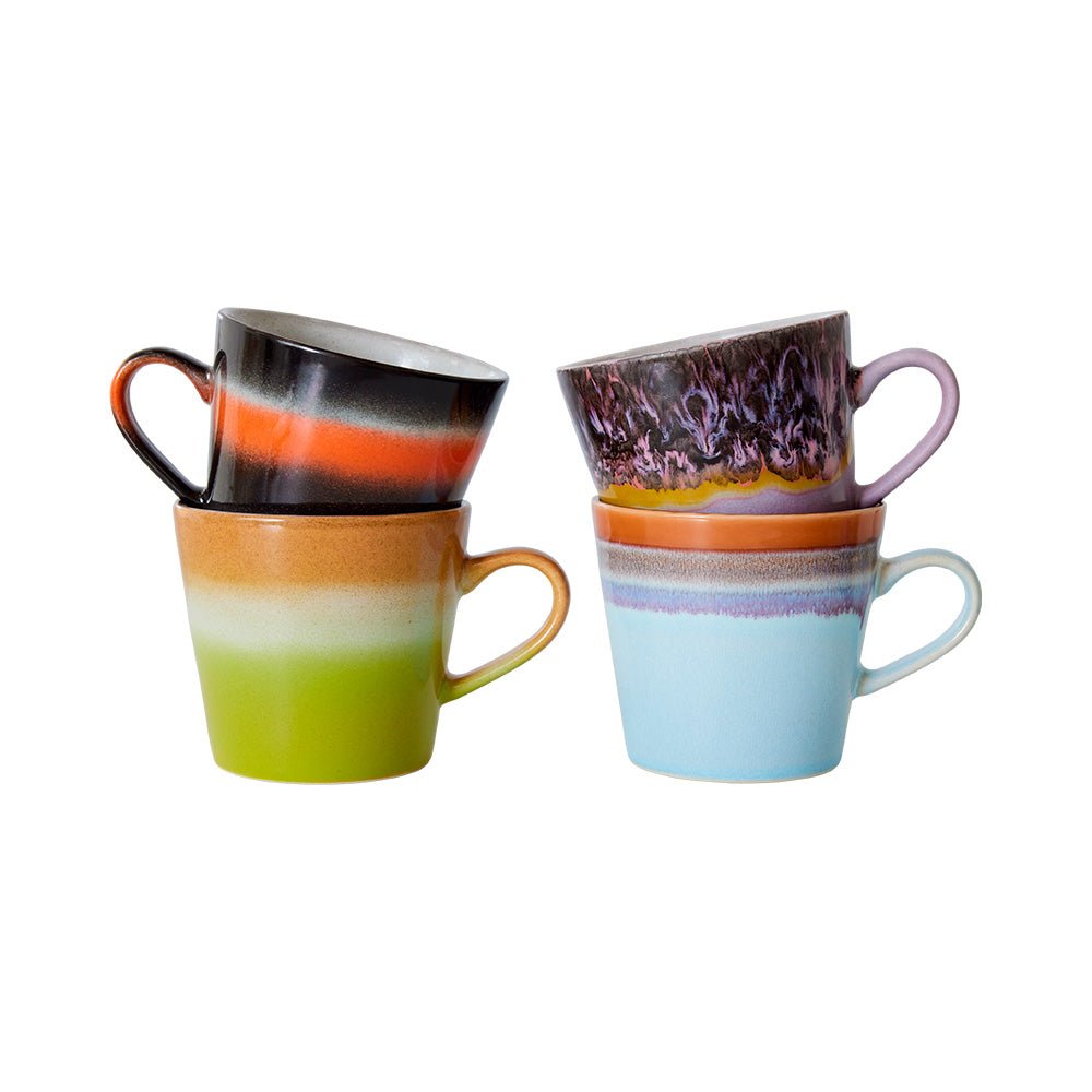 70s Ceramics Cappuccino Mugs Solid (set of 4)