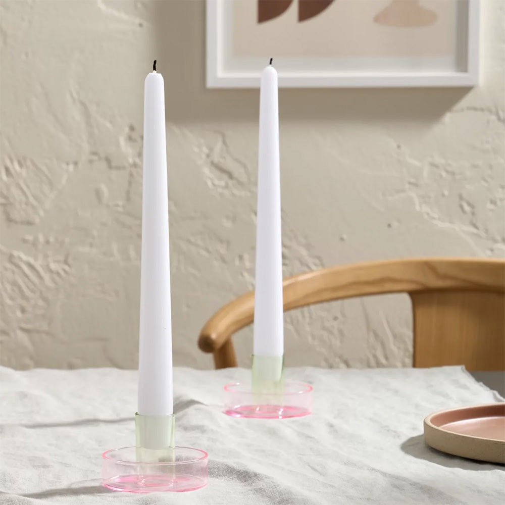 Duo Tone Glass Candle Holder Pink and Green
